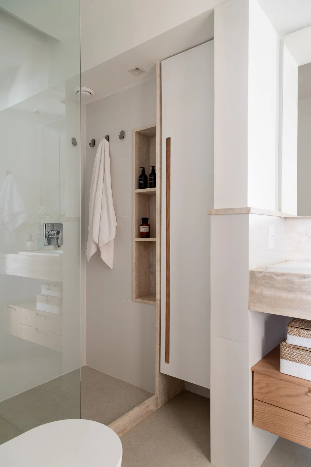Apartment's bathroom showing the shower area.